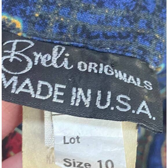 Vintage 70s Shirt Dress Midi Geometric Print Velvet Collar Fit & Flare Womens 10 - Picture 7 of 8